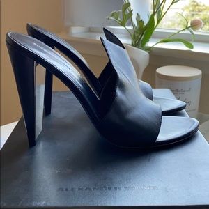 ALEXANDER WANG MIRRORED HEEL MULES, SIZE 7